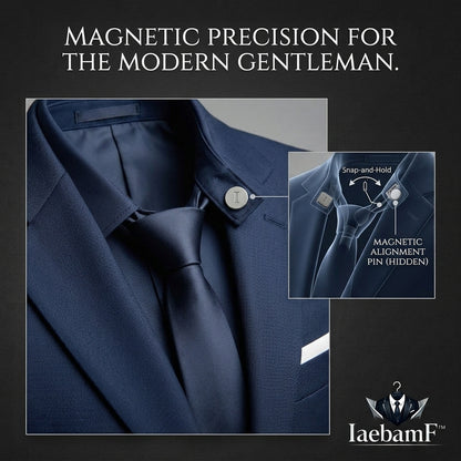 IaebamF™ Men's Quick-Tie Smart Blazer | Premium Navy Blue Slim Fit Suit Jacket with Magnetic Precision Collar Alignment | Modern Business, Wedding & Formal Sport Coat