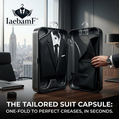 IaebamF™ Tailored Suit Capsule - Carbon Fiber Hard-Shell Suit Carry-On Bag, Anti-Wrinkle Travel Garment Protector with Built-in Hangers, Premium Executive Luggage Organizer for Men's Suits, Tuxedos, and Blazers