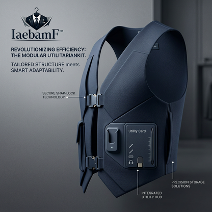 IaebamF™ Modular Utility Vest, Techwear Tactical Waistcoat with Integrated Utility Hub, Secure Snap-Lock Quick-Release Buckles, Men's Sleek Functional Organizer Vest for Tech, EDC, Travel, and Urban Commuting
