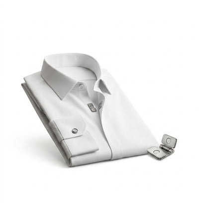 IaebamF™ Men's Magnetic Dress Shirt - Easy-Close Magnetic Clasp Button Down Shirt, Wrinkle-Resistant Travel-Friendly Structured Shirt for Men, Sharp Stay-Crisp Collar Long Sleeve Business Casual Shirt