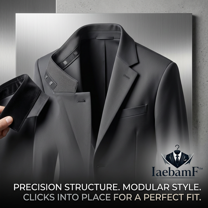 IaebamF™ Men's Modular Suit Jacket with Detachable Interchangeable Collar | Slim Fit Magnetic Smart Casual Blazer | Premium Structured Sport Coat for Business, Formal & Evening Wear