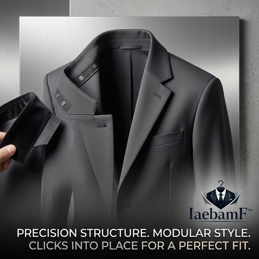 IaebamF™ Men's Modular Suit Jacket with Detachable Interchangeable Collar | Slim Fit Magnetic Smart Casual Blazer | Premium Structured Sport Coat for Business, Formal & Evening Wear
