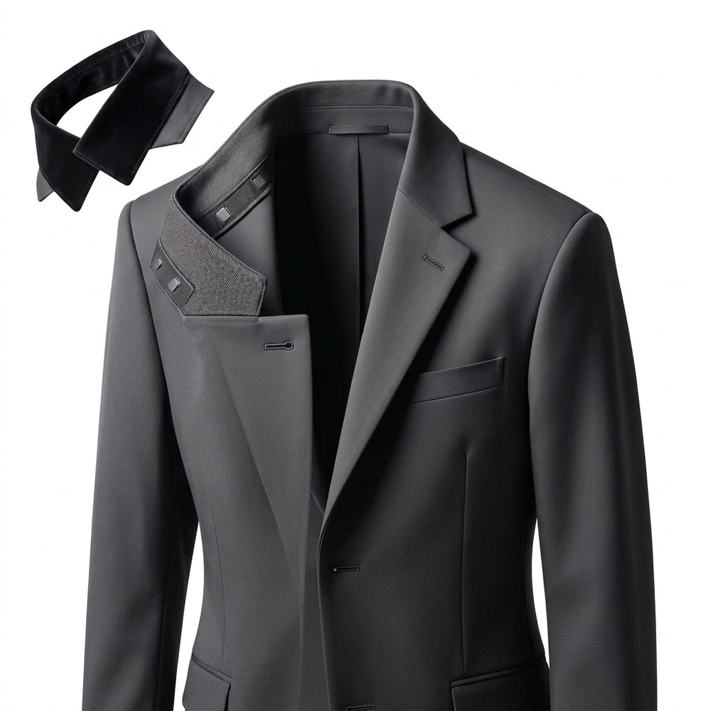 IaebamF™ Men's Modular Suit Jacket with Detachable Interchangeable Collar | Slim Fit Magnetic Smart Casual Blazer | Premium Structured Sport Coat for Business, Formal & Evening Wear