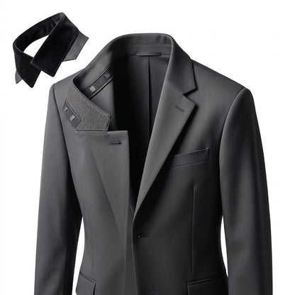 IaebamF™ Men's Modular Suit Jacket with Detachable Interchangeable Collar | Slim Fit Magnetic Smart Casual Blazer | Premium Structured Sport Coat for Business, Formal & Evening Wear