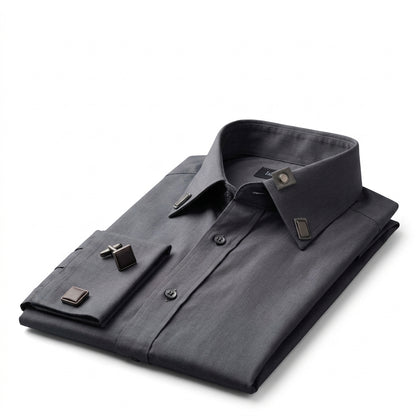 IaebamF™ Magnetic Collar Stays for Men's Dress Shirts - Premium Metal Collar Stiffeners with One-Snap Magnetic Action - Auto-Aligning Shirt Collar Support Holders with Matching Cufflinks Set, Never Fuss Always Neat