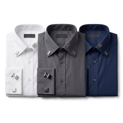 IaebamF™ Magnetic Collar Stays for Men's Dress Shirts - Premium Metal Collar Stiffeners with One-Snap Magnetic Action - Auto-Aligning Shirt Collar Support Holders with Matching Cufflinks Set, Never Fuss Always Neat