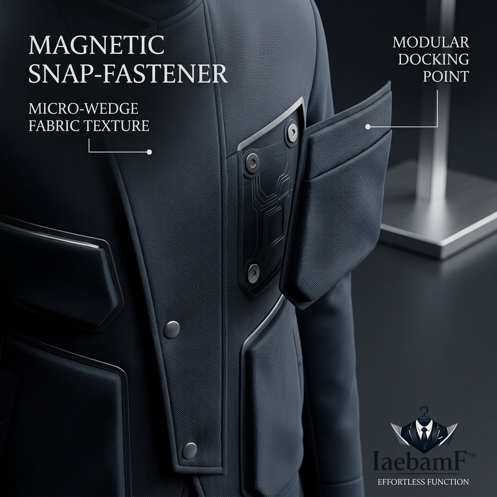 IaebamF™ Men's Techwear Jacket | Modular Storage Utility Coat with Rapid Magnetic Access, Futuristic Stand Collar, Weather-Resistant Urban Tactical Jacket