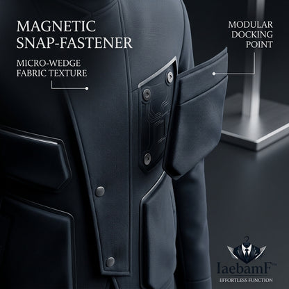 IaebamF™ Men's Techwear Jacket | Modular Storage Utility Coat with Rapid Magnetic Access, Futuristic Stand Collar, Weather-Resistant Urban Tactical Jacket