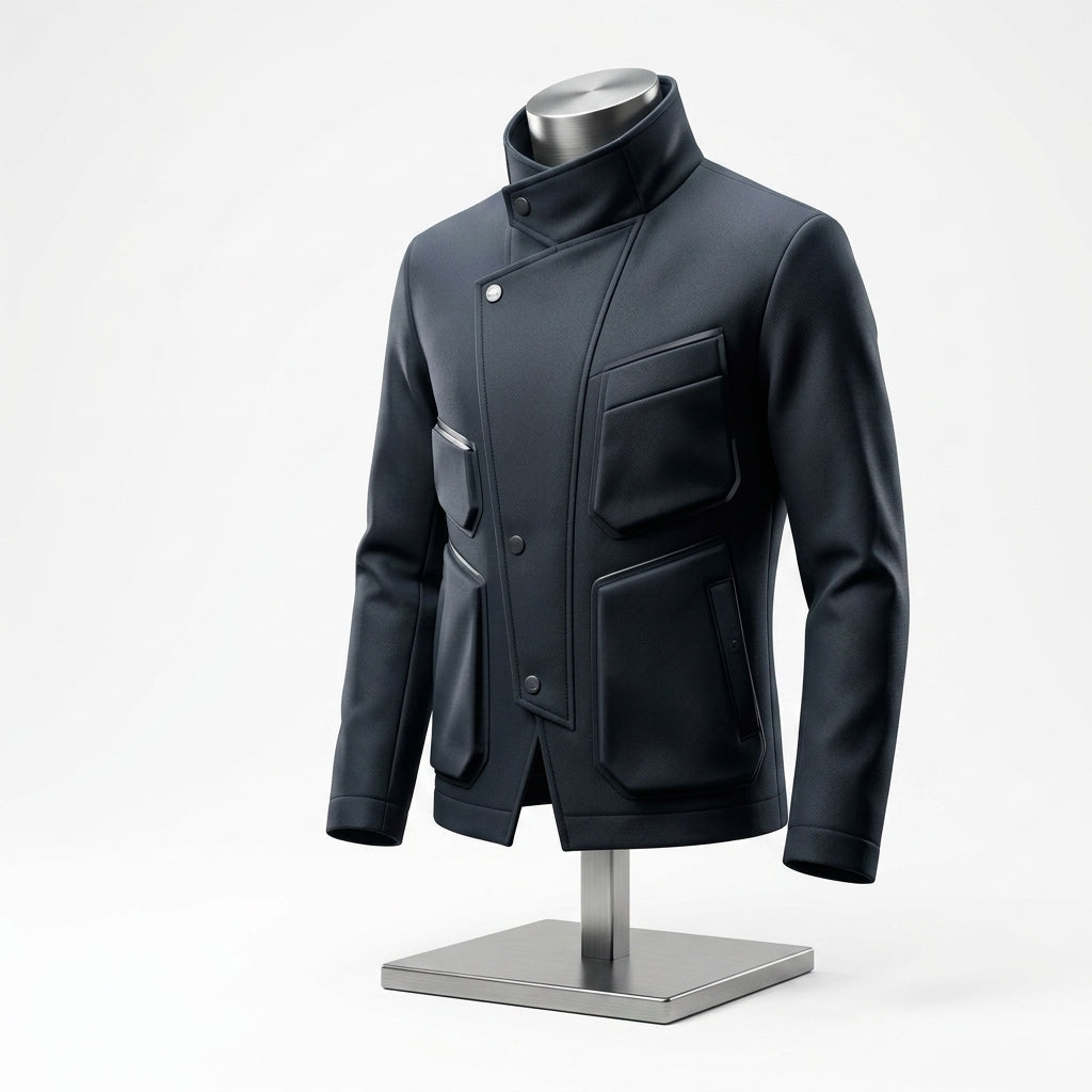 IaebamF™ Men's Techwear Jacket | Modular Storage Utility Coat with Rapid Magnetic Access, Futuristic Stand Collar, Weather-Resistant Urban Tactical Jacket